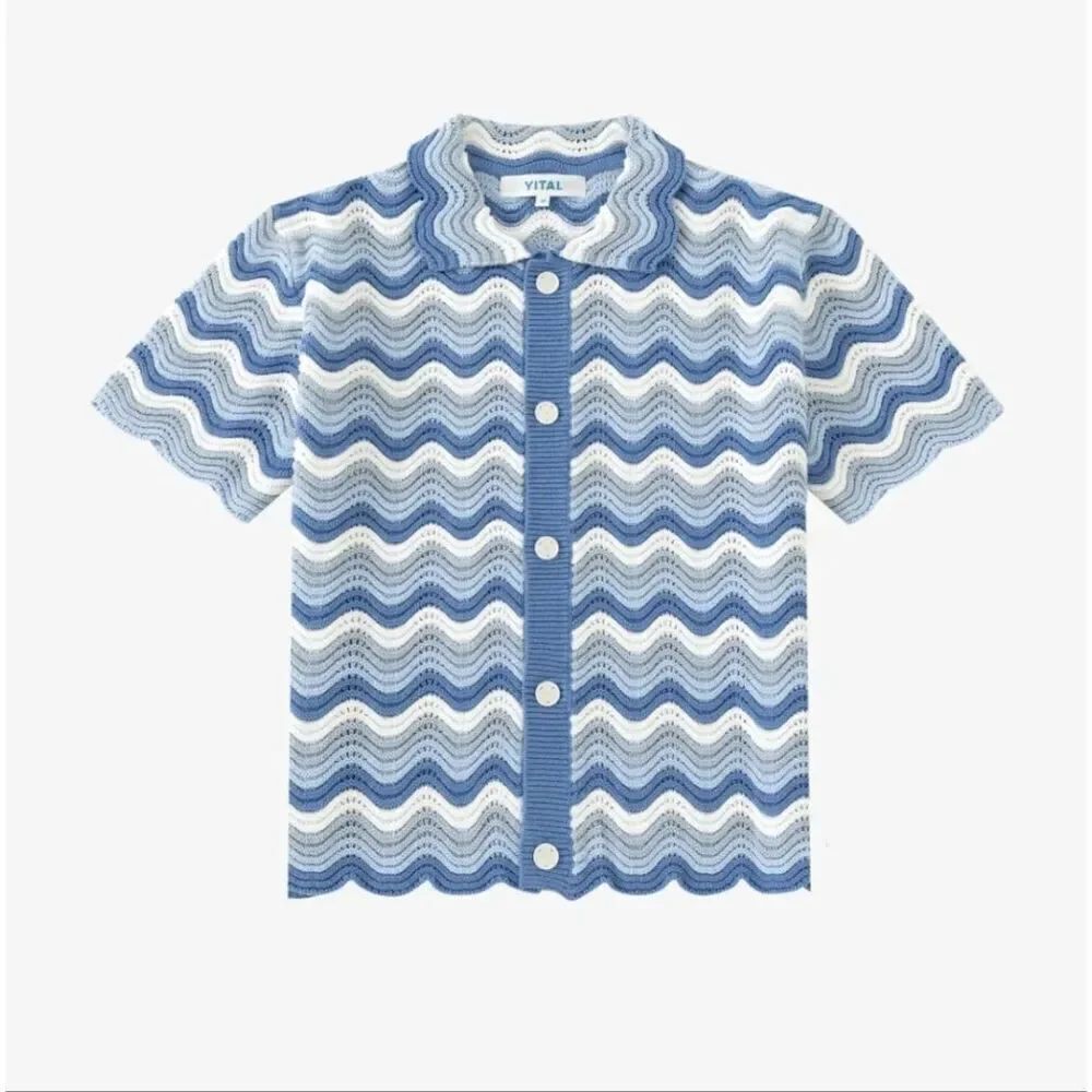 YITAI Nwt Azure Shale Stitch Button-Up Size 2XL00
